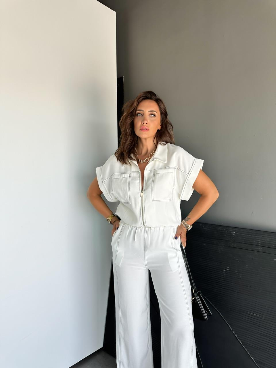 Beyaz Dikişli Premium Casual Takım