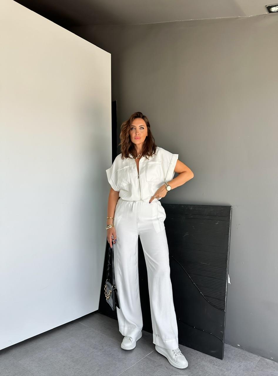 Beyaz Dikişli Premium Casual Takım