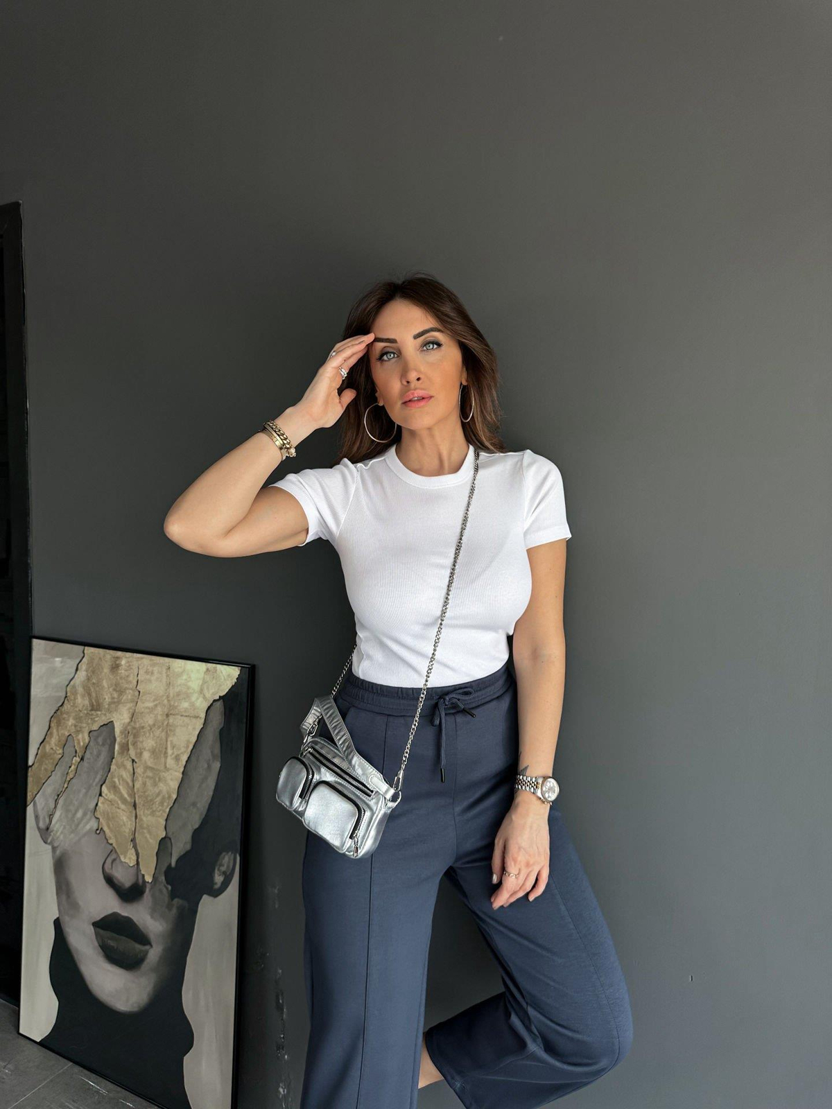 Beyaz Fitilli Organic Cotton Tshirt