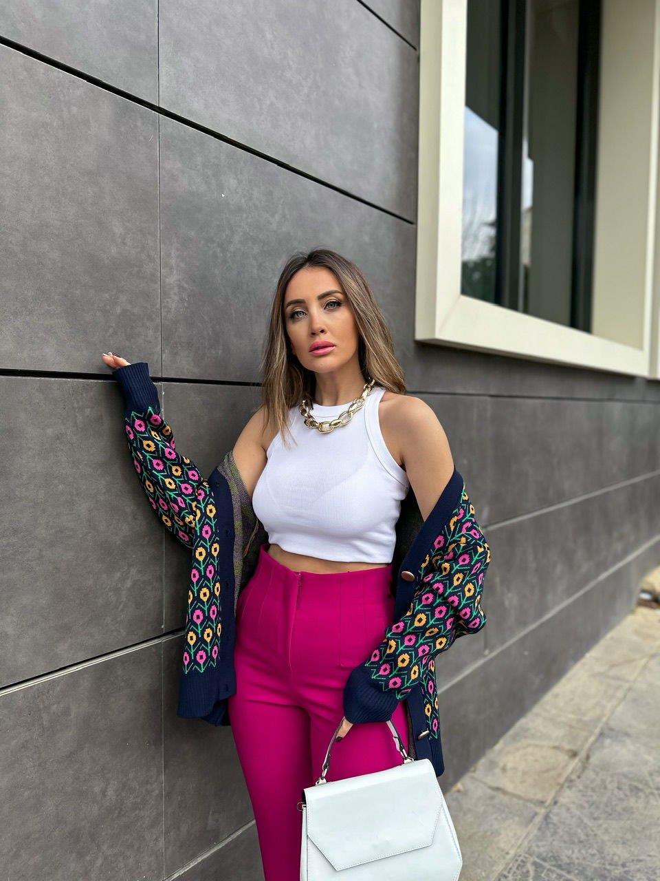 Beyaz Halter Yaka Basic Crop