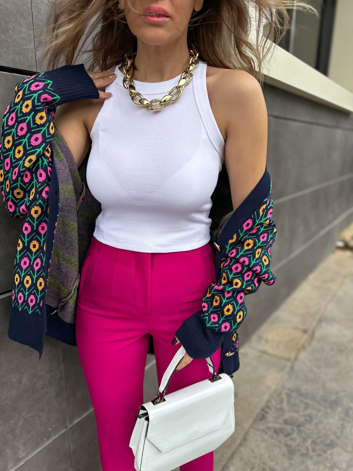 Beyaz Halter Yaka Basic Crop