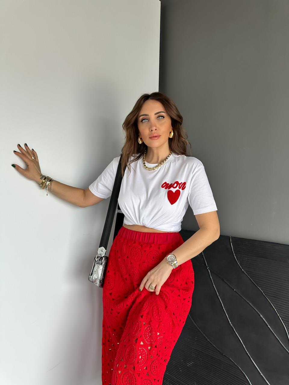 Beyaz Kalpli Amour Tshirt