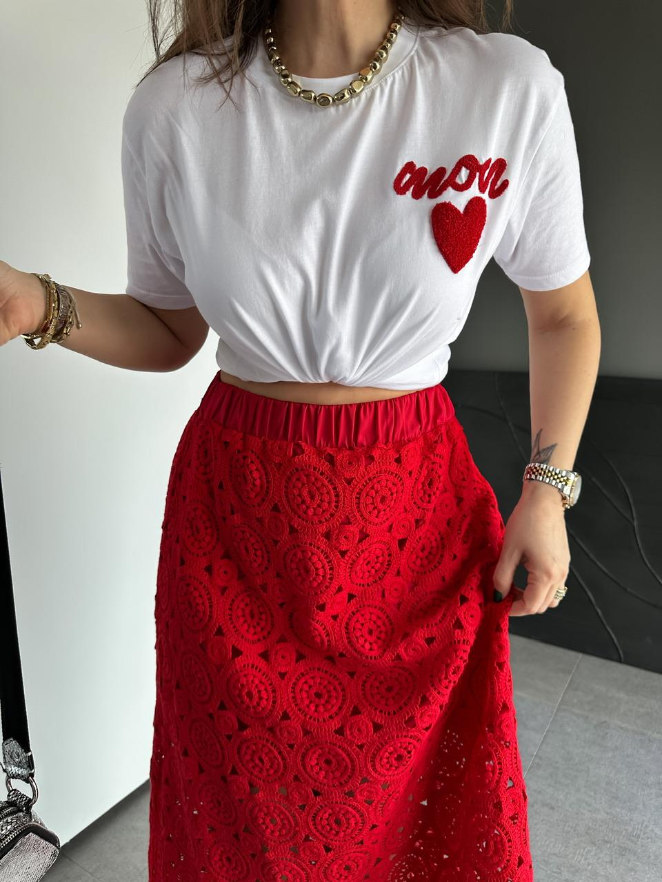 Beyaz Kalpli Amour Tshirt