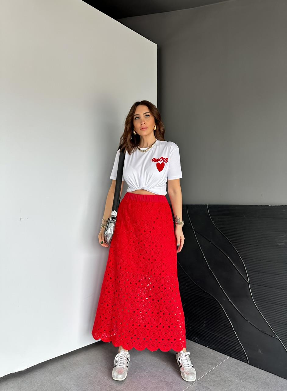 Beyaz Kalpli Amour Tshirt