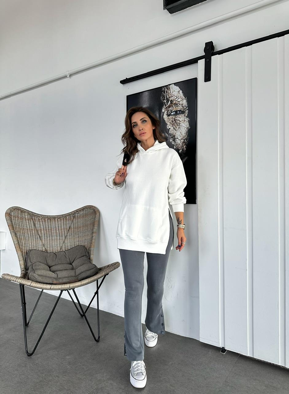 Beyaz Kenarları Fermuarlı Sweatshirt