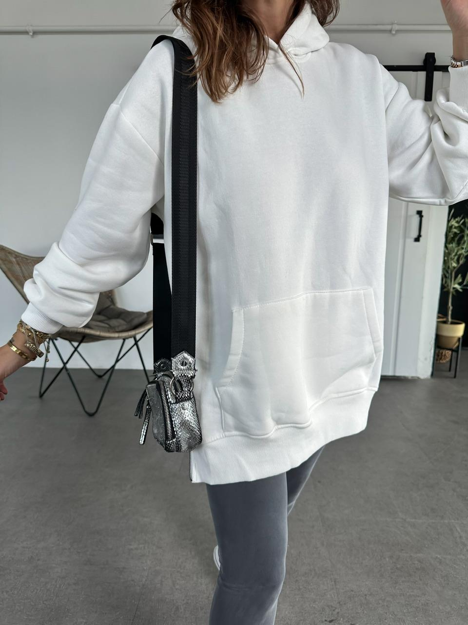 Beyaz Kenarları Fermuarlı Sweatshirt