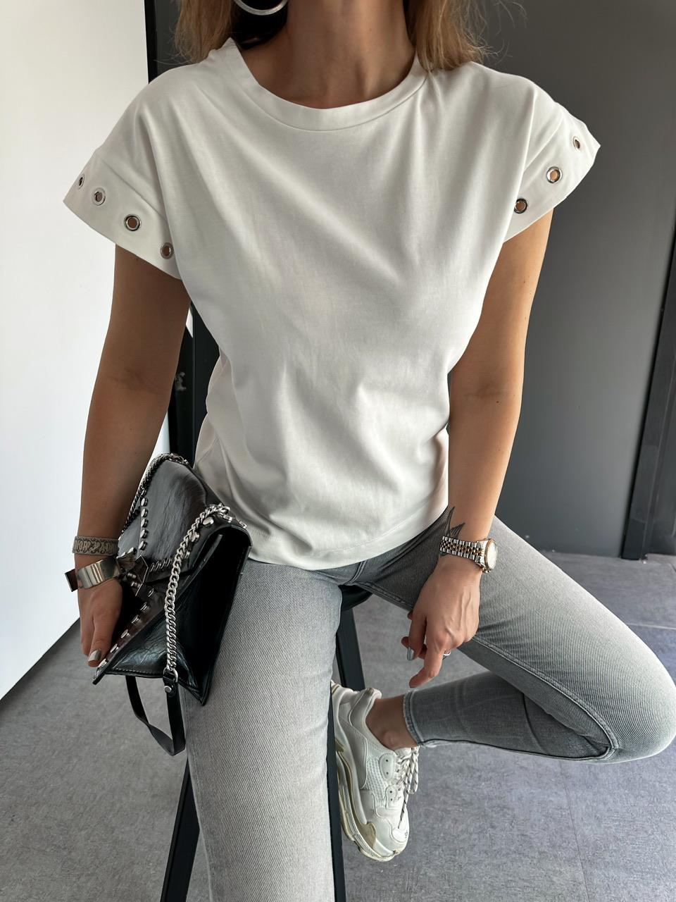 Beyaz Kuş Gözlü Cotton Tshirt