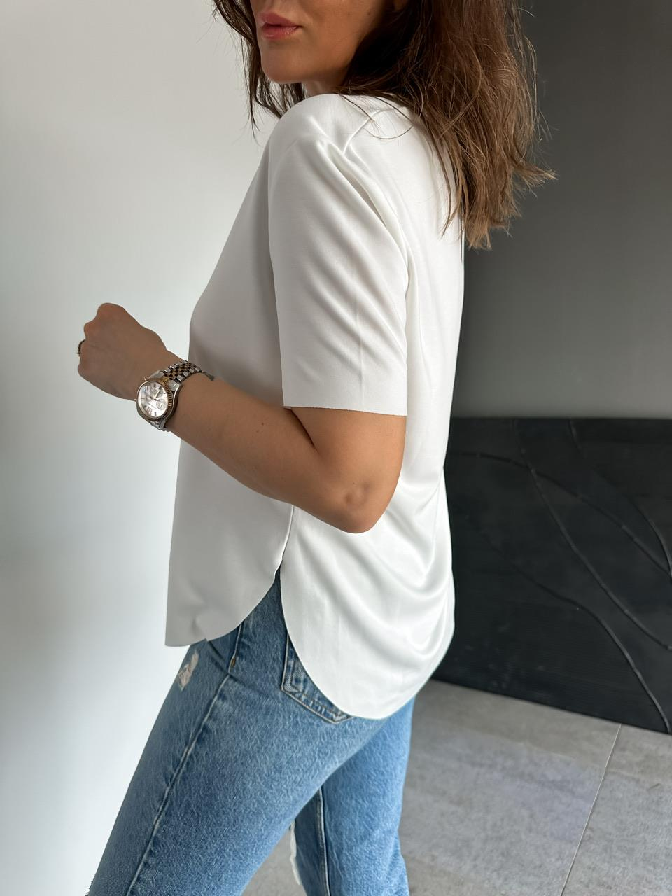 Beyaz Lazer Kesim Modal Tshirt