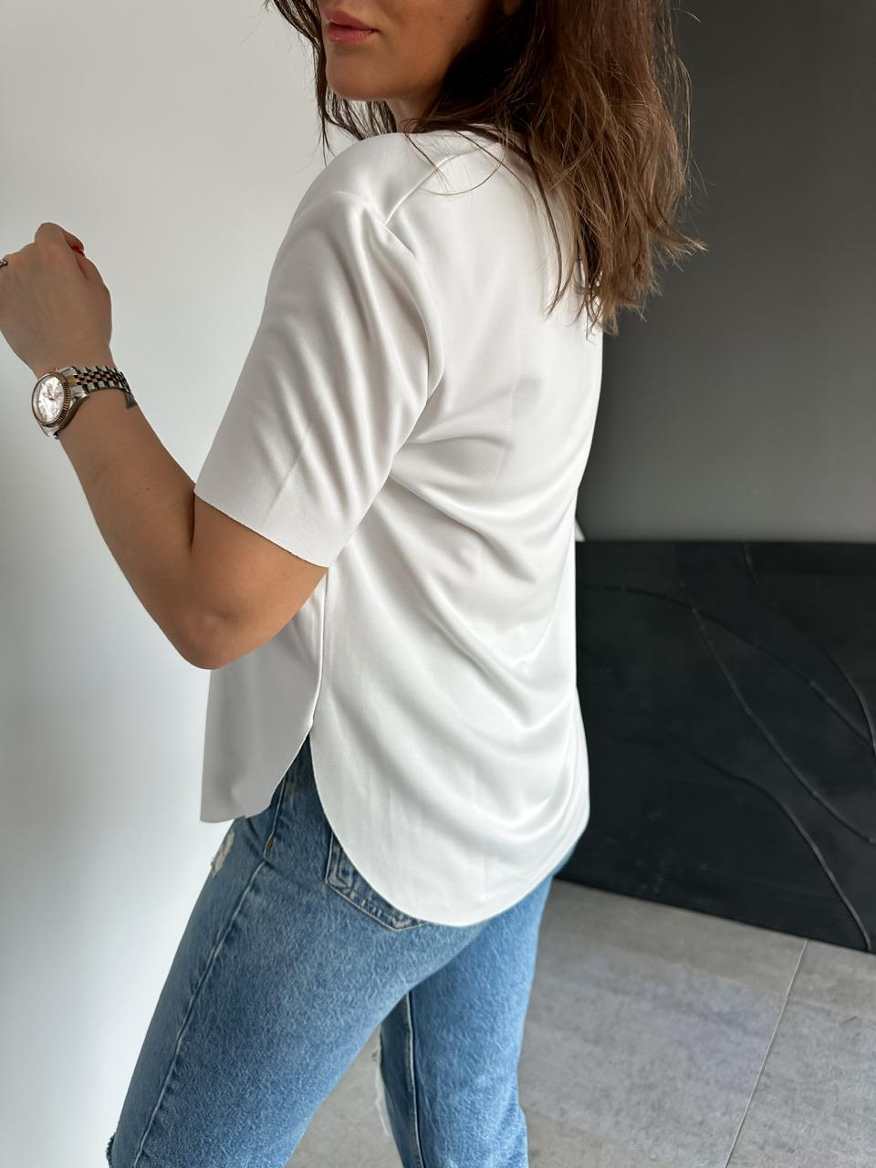 Beyaz Lazer Kesim Modal Tshirt