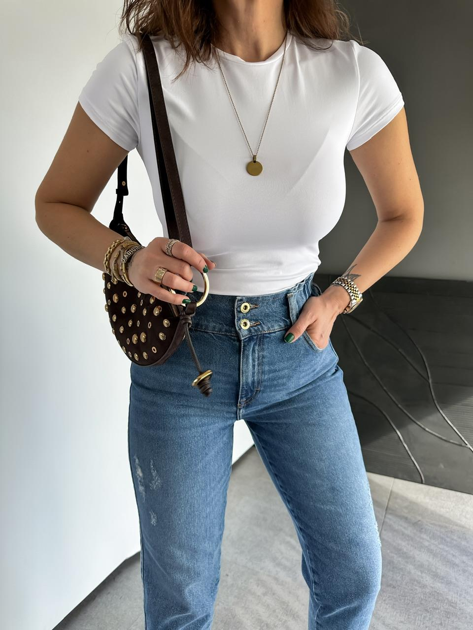 Beyaz Likralı Cotton Orijinal Tshirt
