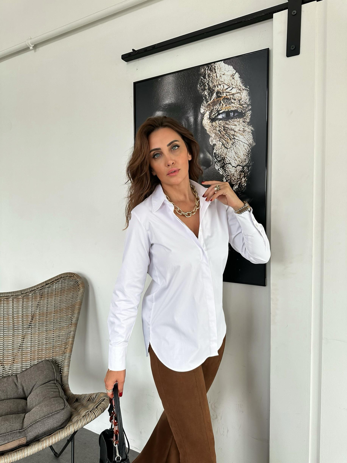 Beyaz Lİkralı Slim Fit Gömlek