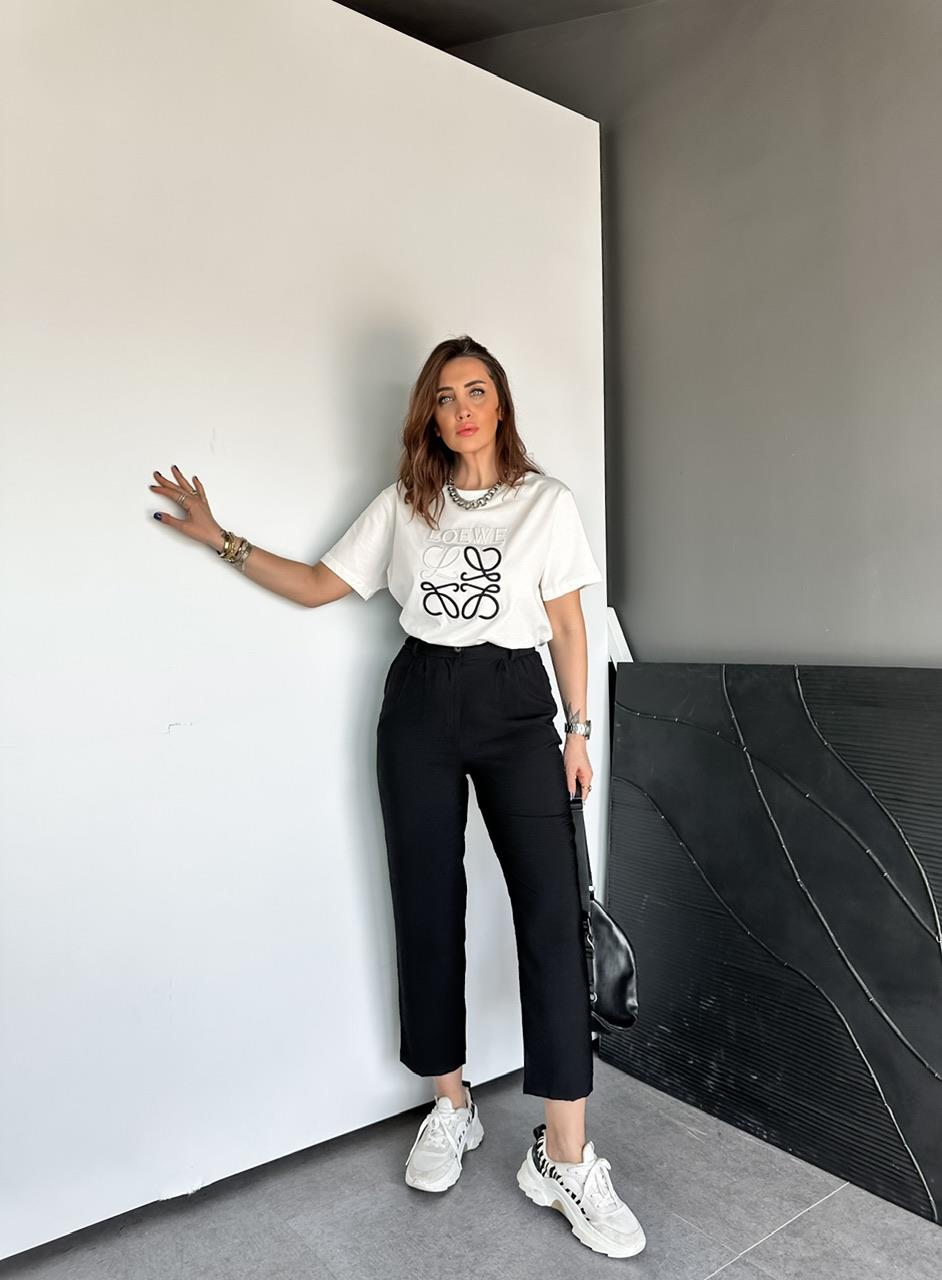 Beyaz Loewe Nakışlı Tshirt
