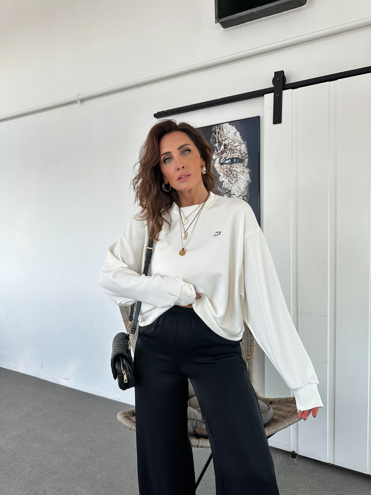 Beyaz Modal Premium Sweatshirt
