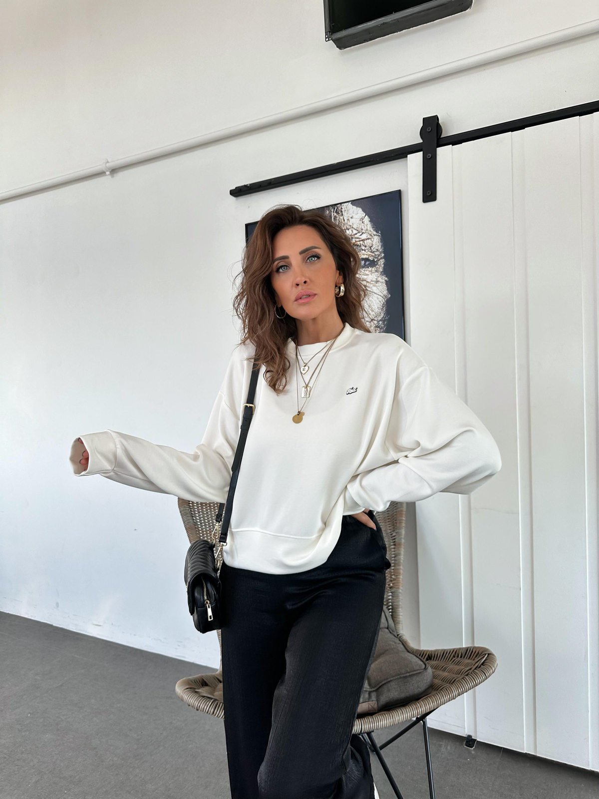 Beyaz Modal Premium Sweatshirt