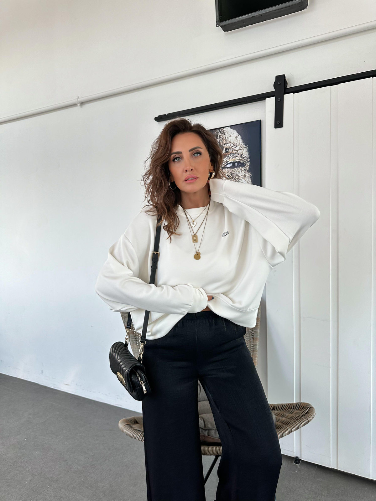 Beyaz Modal Premium Sweatshirt