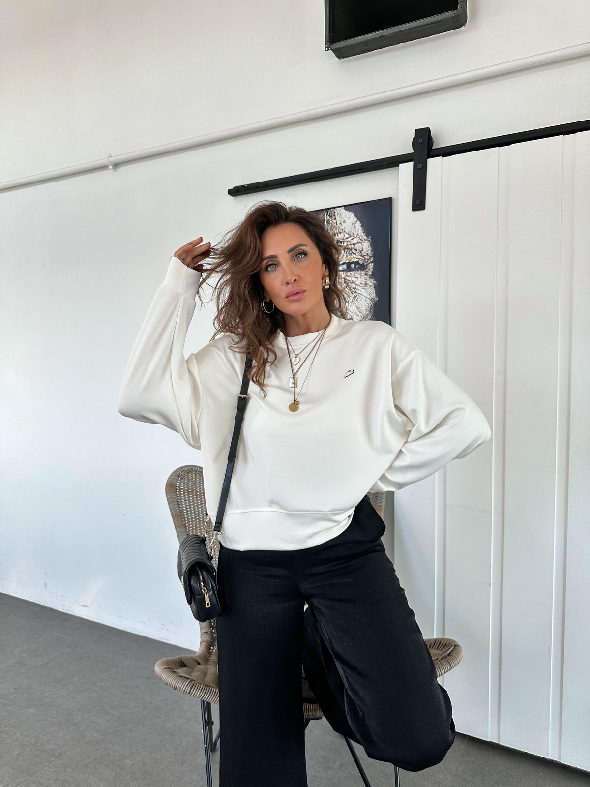 Beyaz Modal Premium Sweatshirt