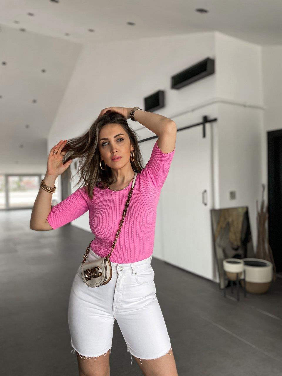 Beyaz Mom Fit Kot Şort