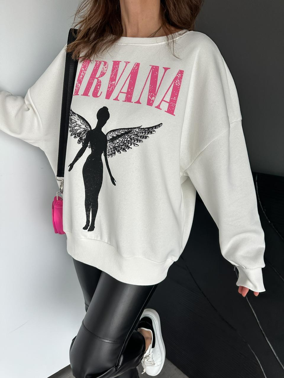 Beyaz Nirvana Sweatshirt