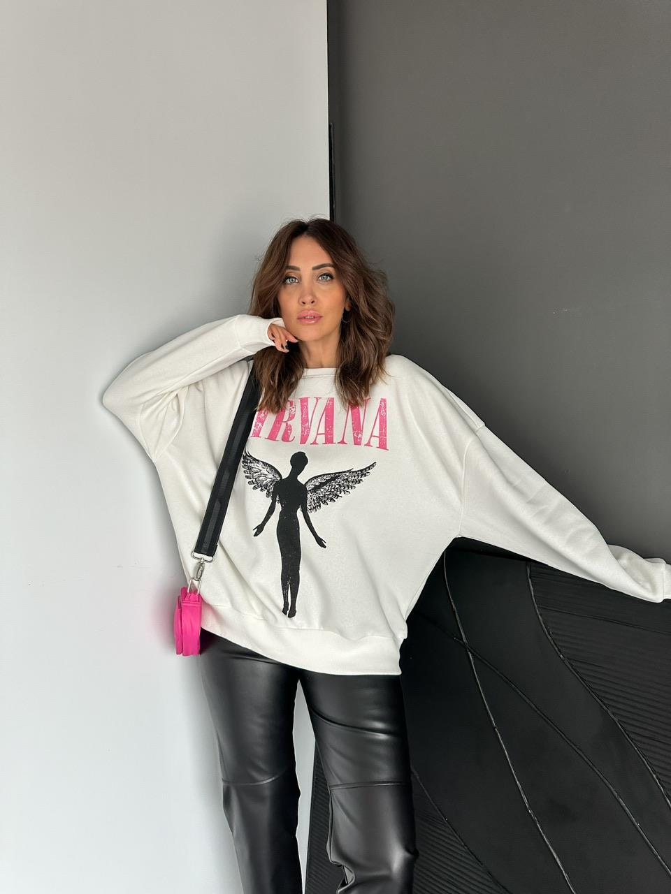Beyaz Nirvana Sweatshirt
