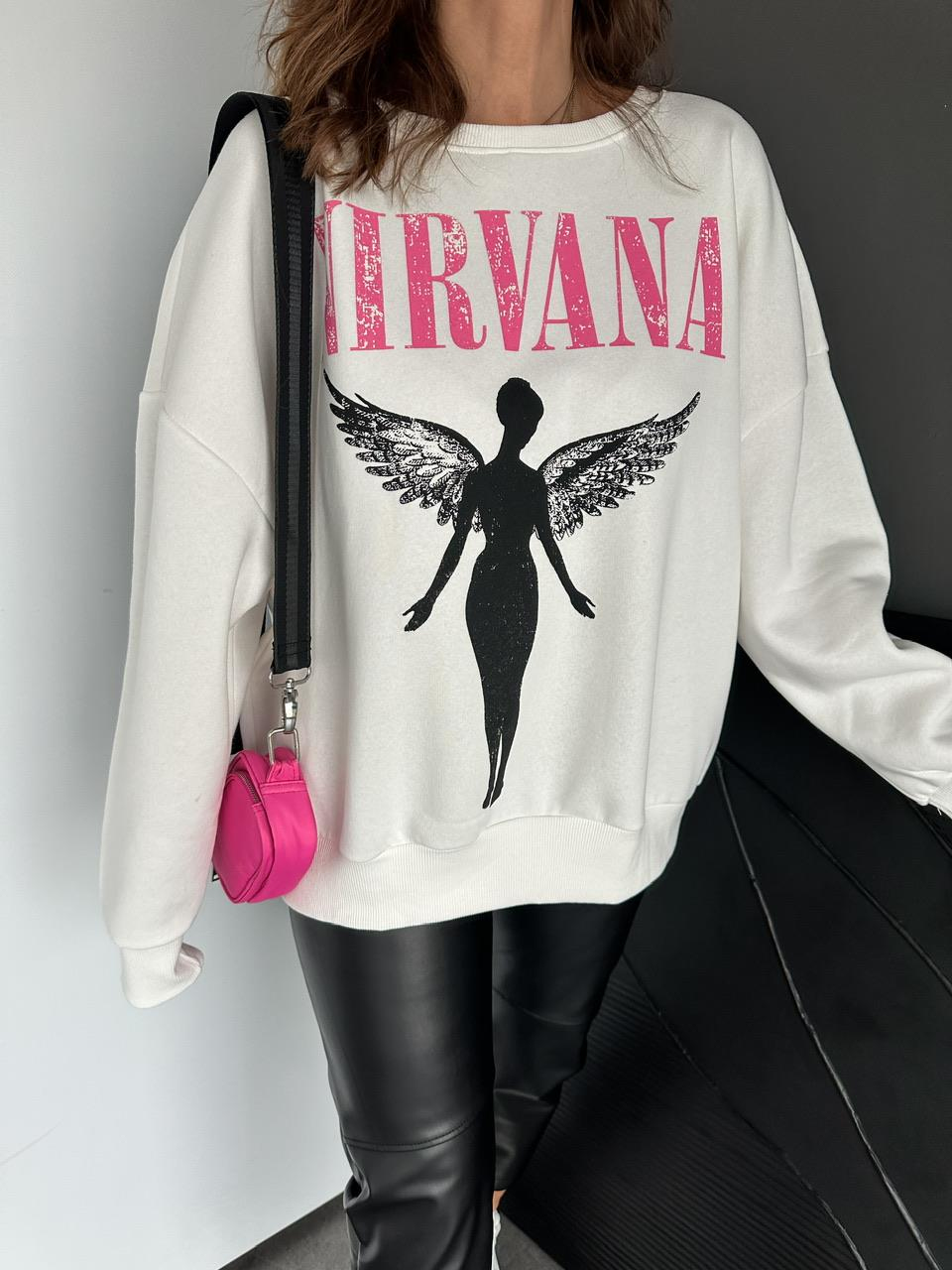 Beyaz Nirvana Sweatshirt