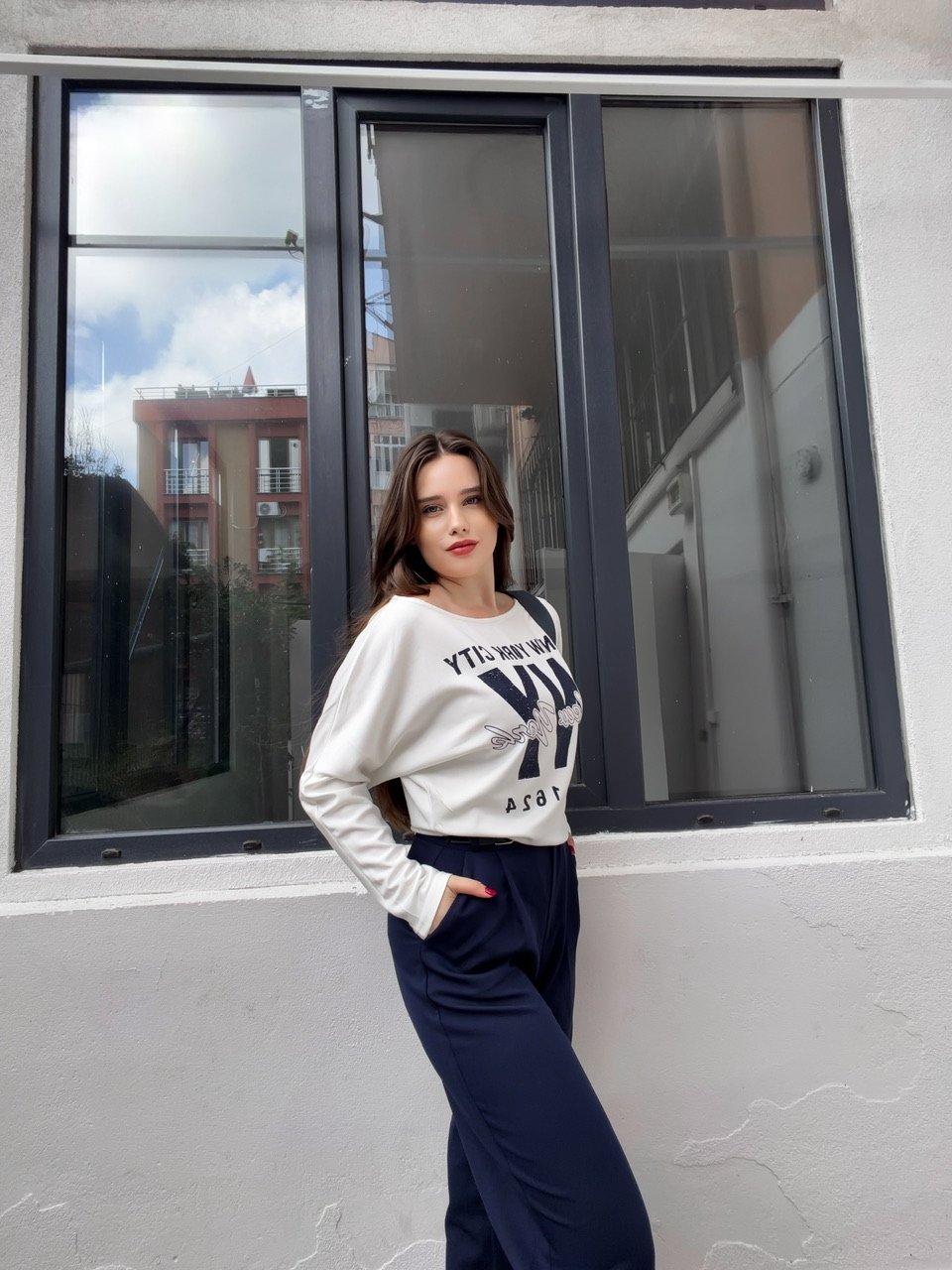 Beyaz NY City Baskılı T-Shirt