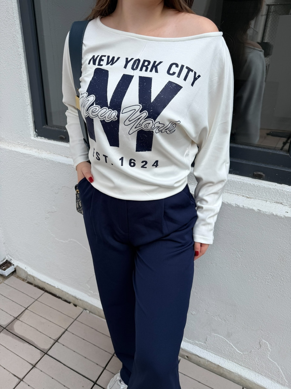 Beyaz NY City Baskılı T-Shirt