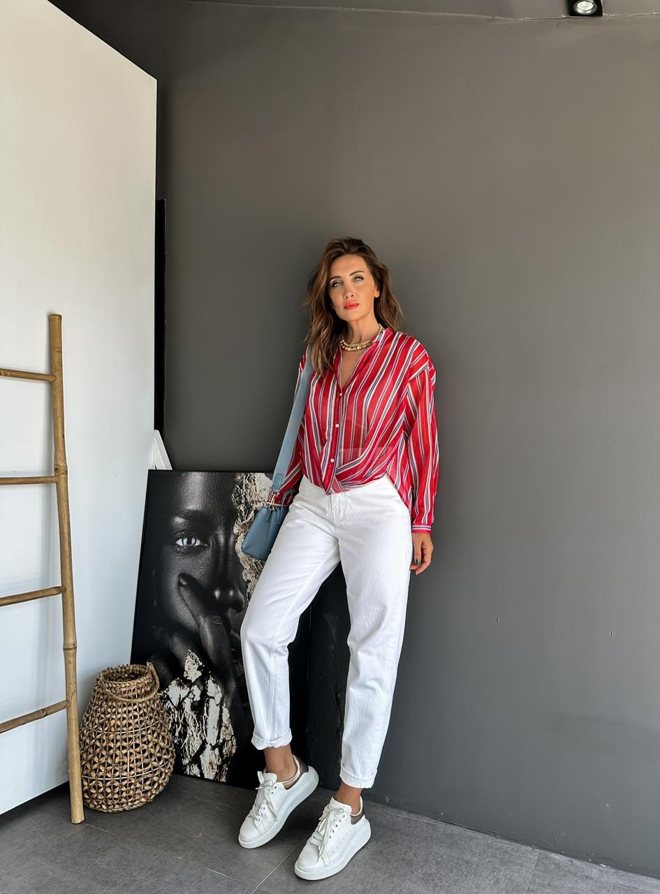 Beyaz Orijinal Mom Jean
