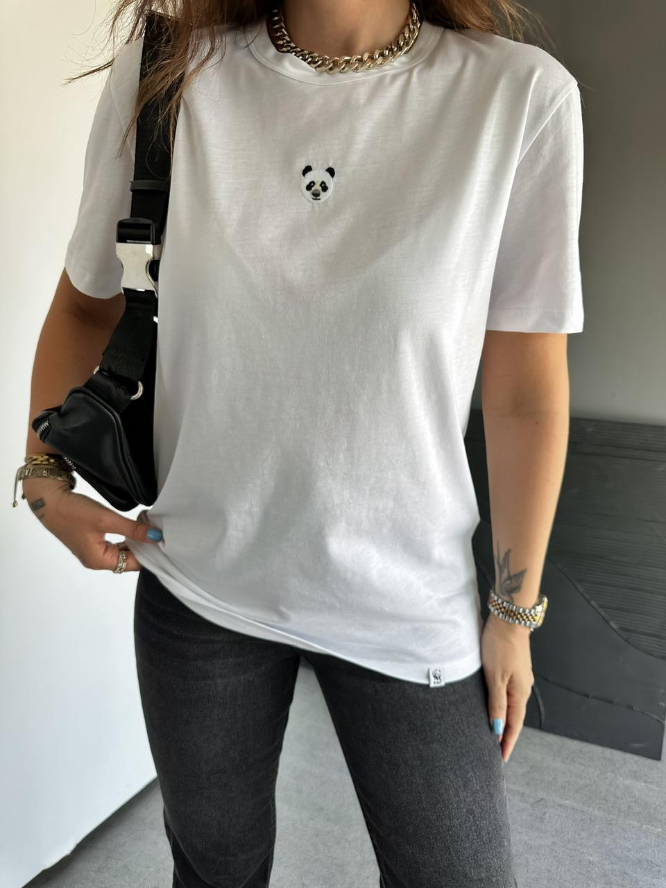 Beyaz Panda Figürlü Tshirt