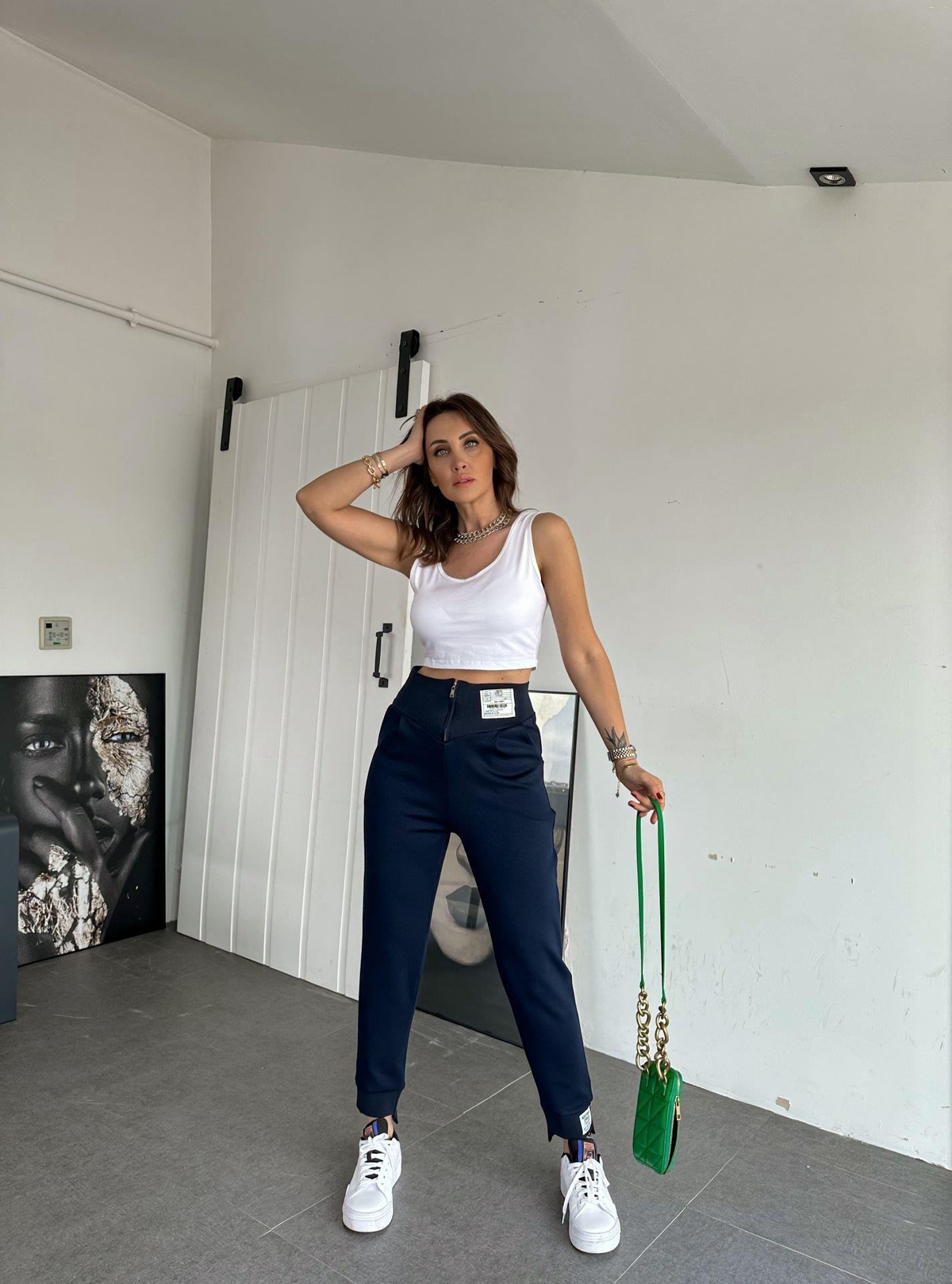 Beyaz Penye Basic Crop