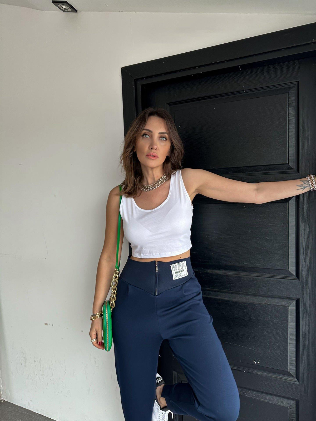 Beyaz Penye Basic Crop