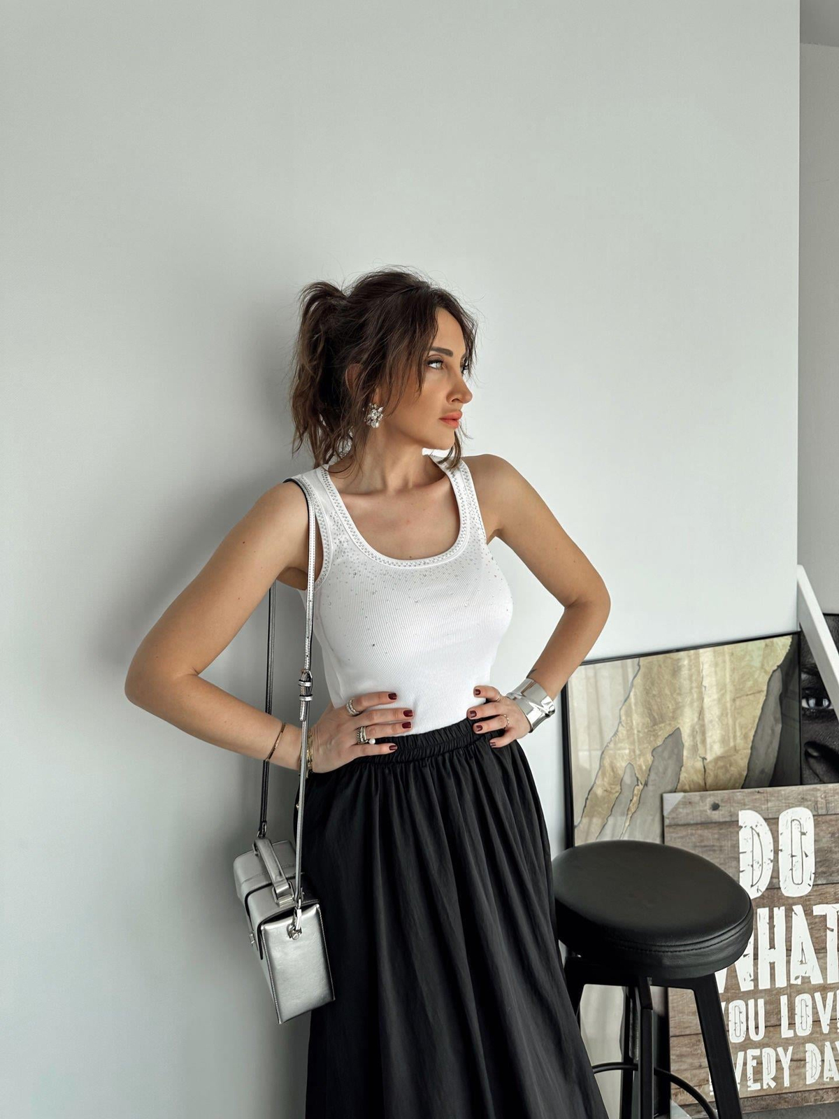 Beyaz Taşlı Basic Atlet