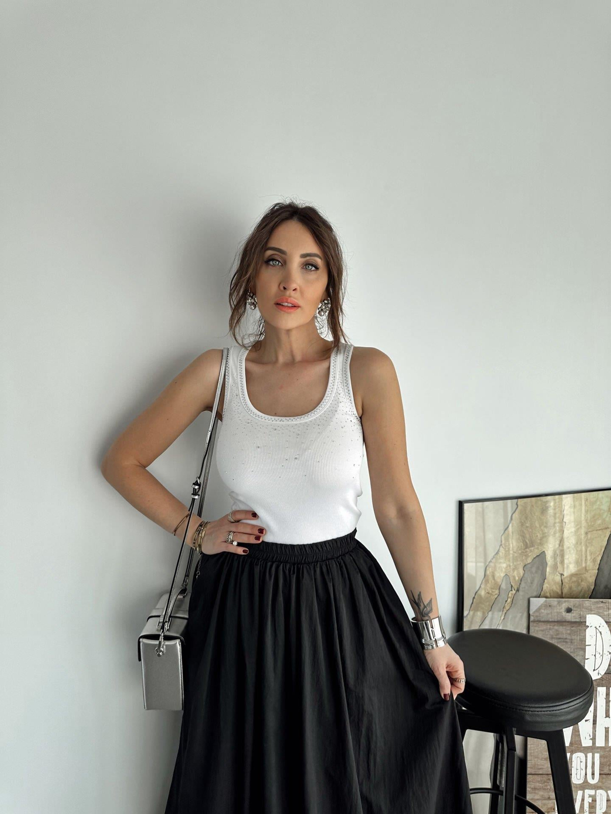 Beyaz Taşlı Basic Atlet