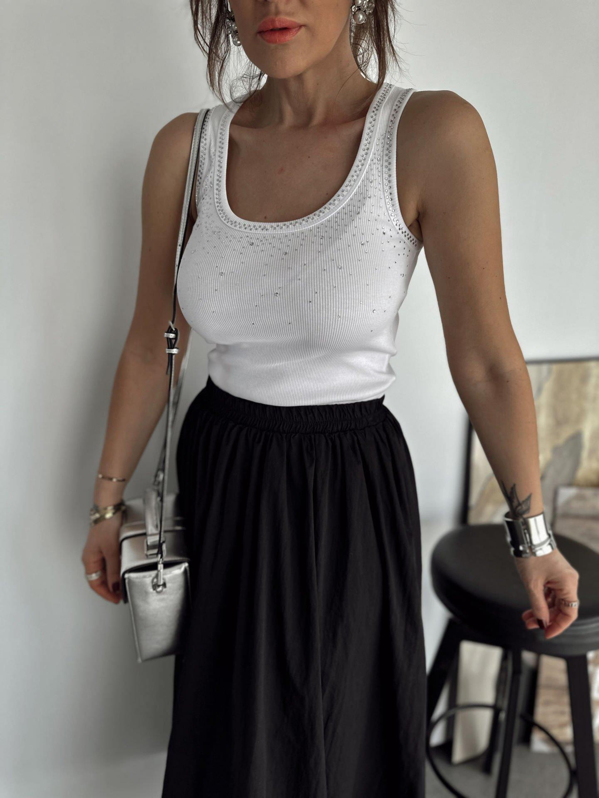 Beyaz Taşlı Basic Atlet