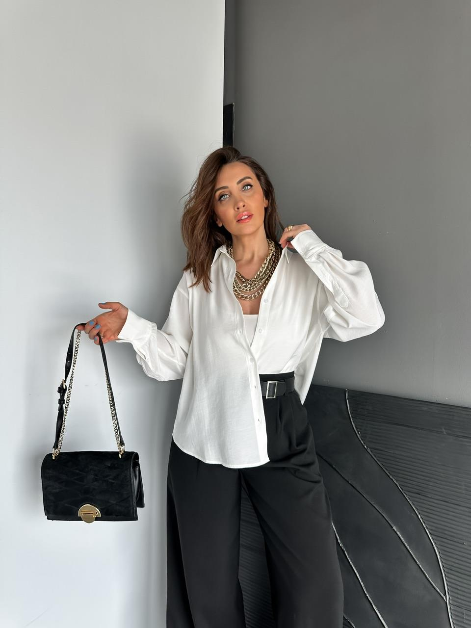 Beyaz Tensel Salaş Cotton Gömlek