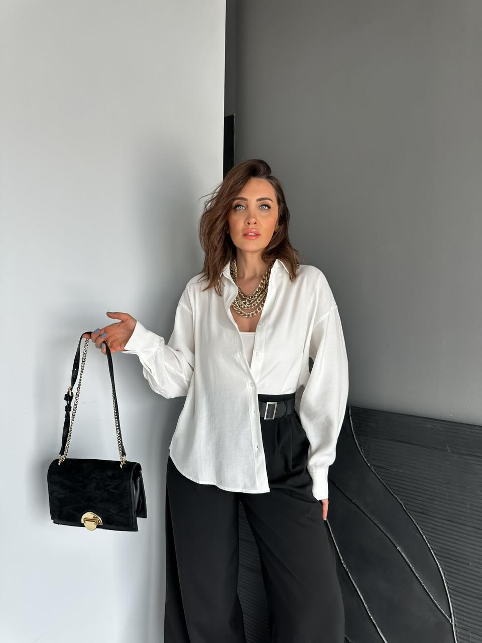 Beyaz Tensel Salaş Cotton Gömlek