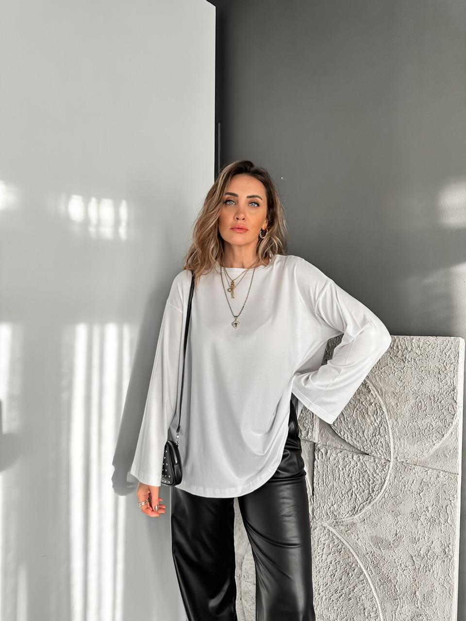 Beyaz Uzun Kol Salaş Tshirt