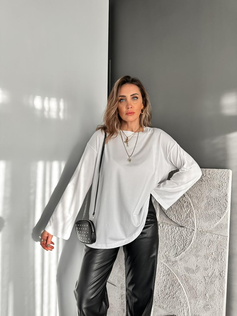 Beyaz Uzun Kol Salaş Tshirt