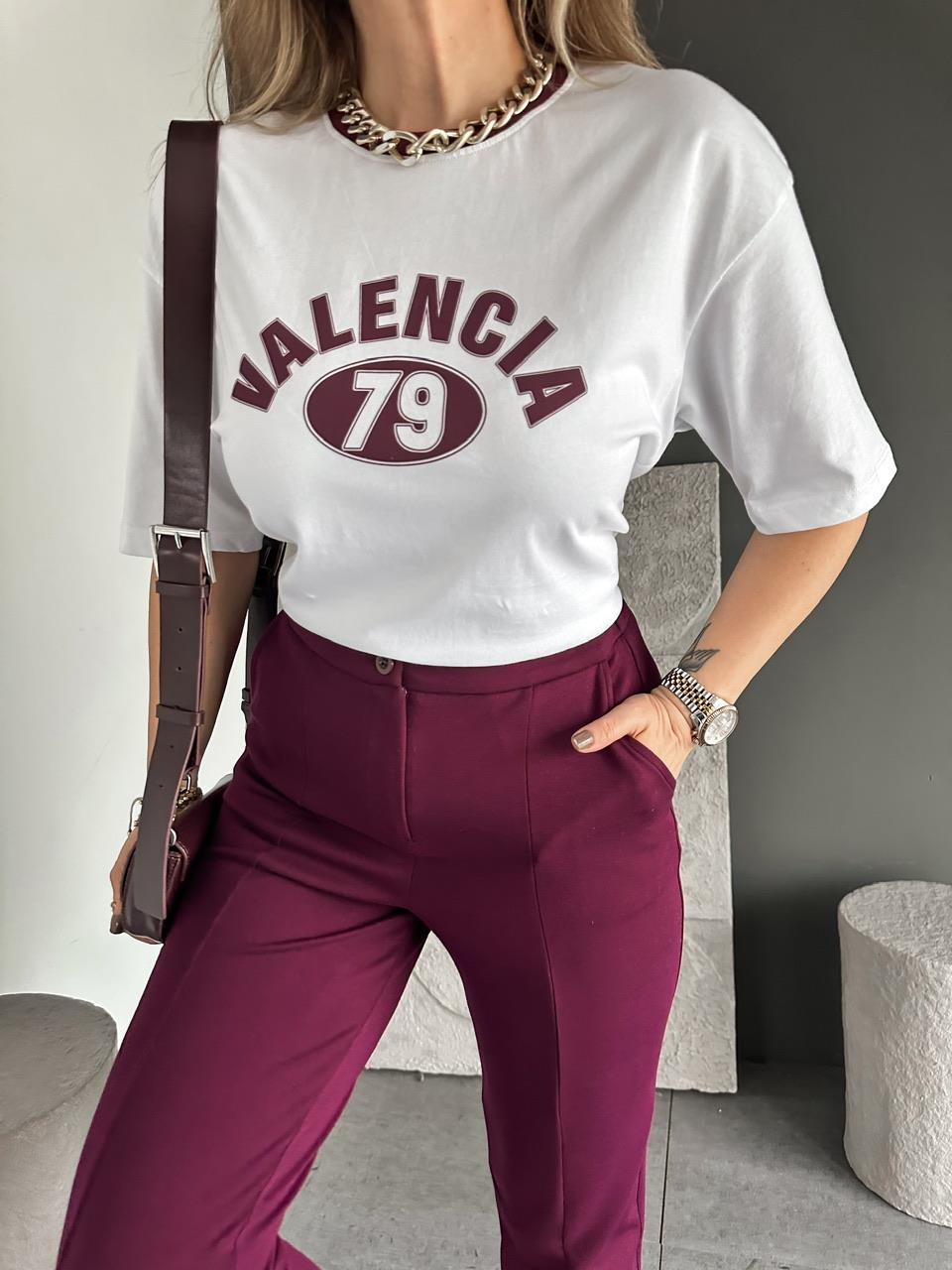 Beyaz Valencia Yazılı Tshirt