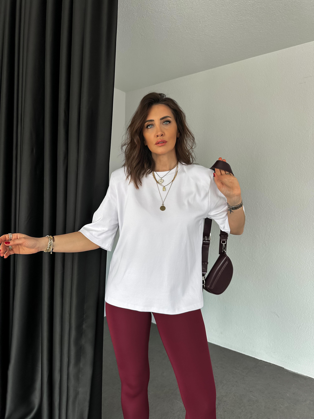 Beyaz Vatkalı Cotton Tshirt