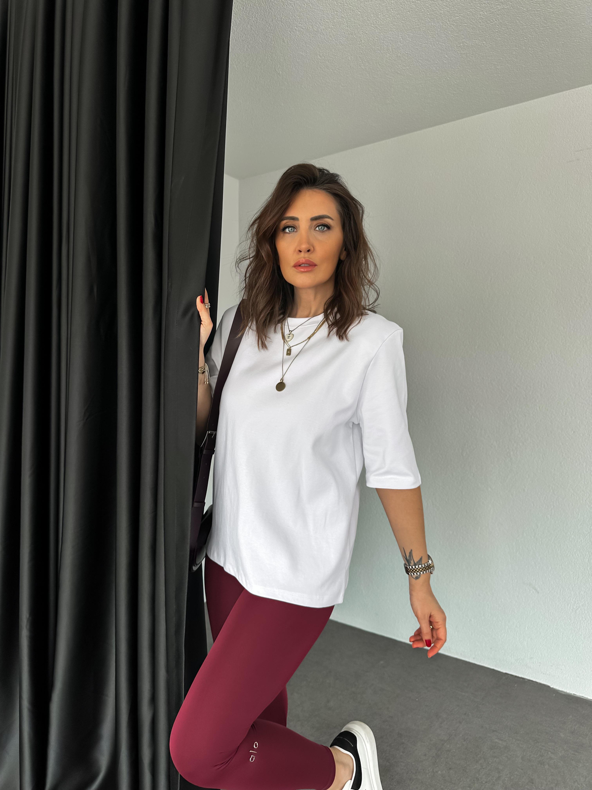 Beyaz Vatkalı Cotton Tshirt