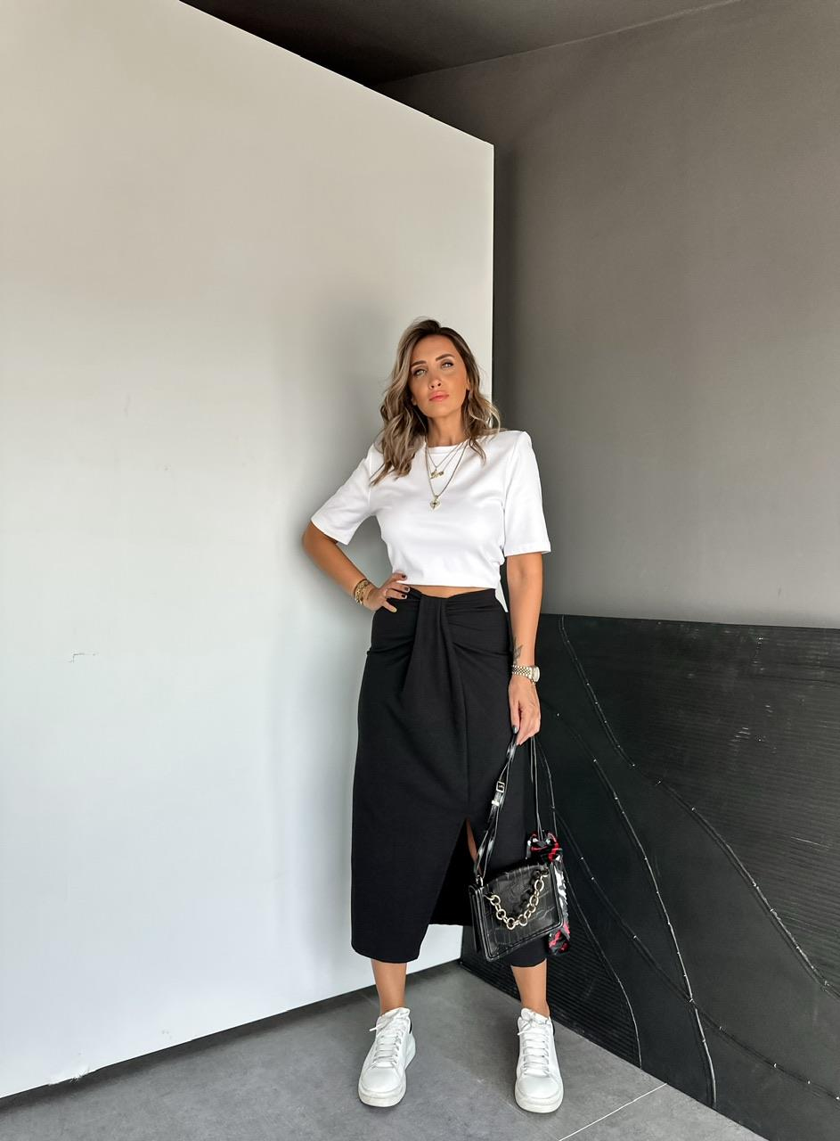 Beyaz Vatkalı Cotton Tshirt