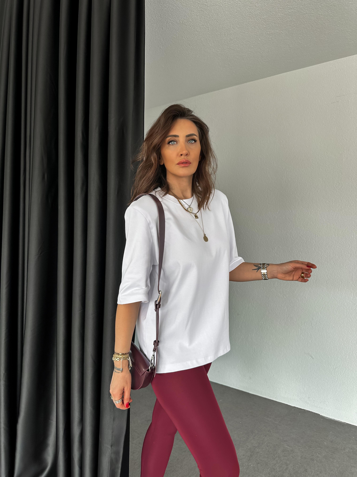 Beyaz Vatkalı Cotton Tshirt