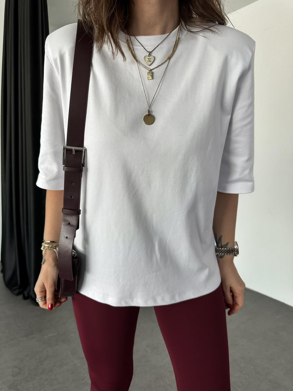 Beyaz Vatkalı Cotton Tshirt