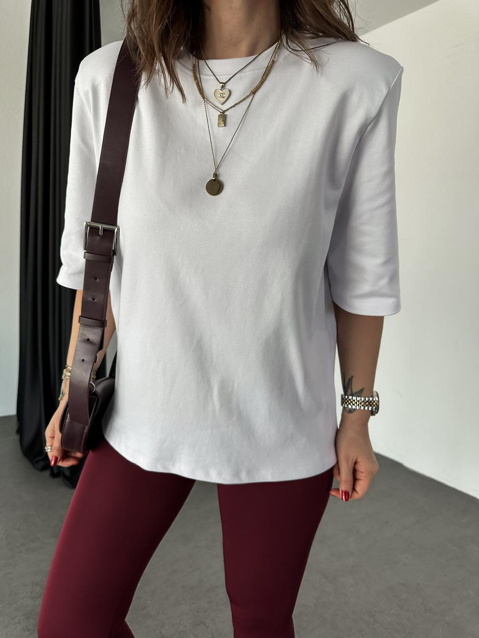 Beyaz Vatkalı Cotton Tshirt