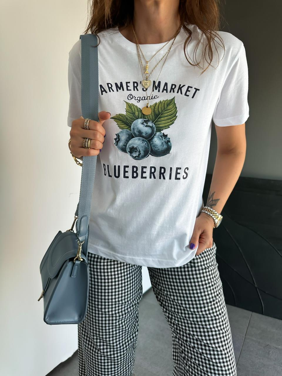 Blueberries Baskılı Tshirt