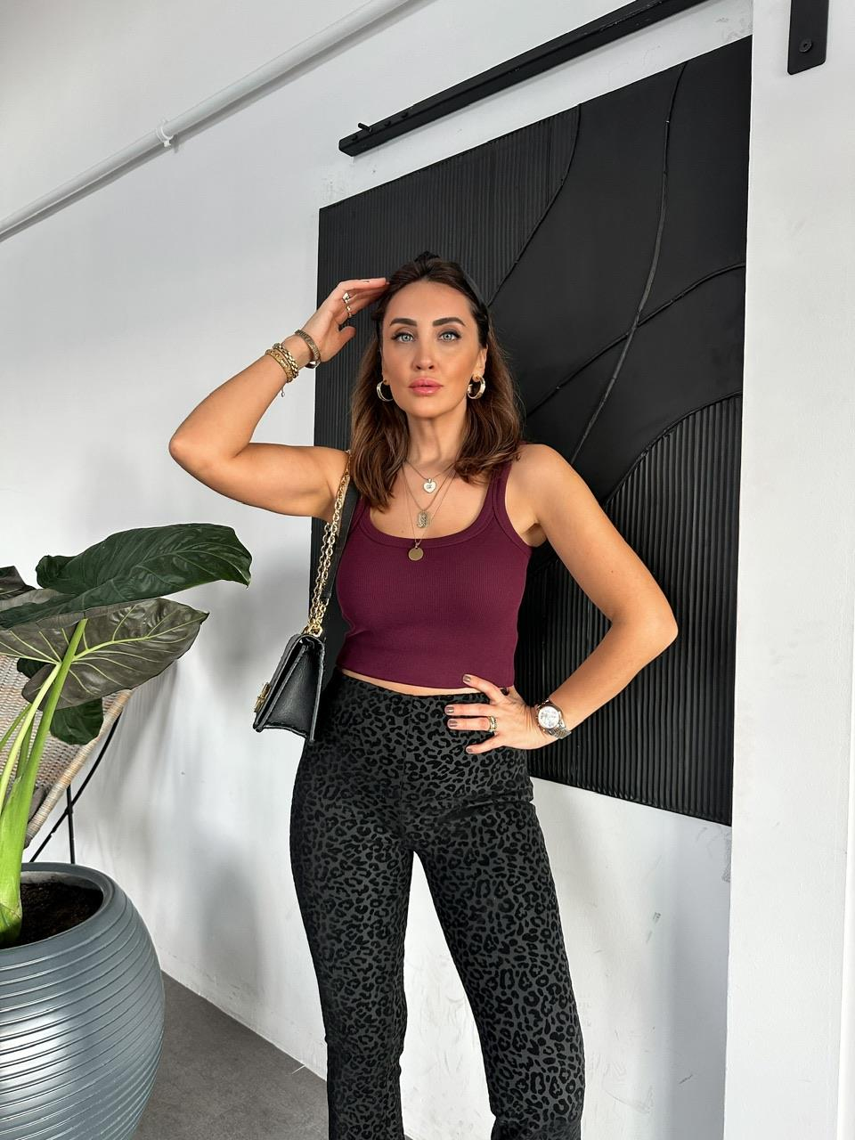 Bordo Askılı Fitilli Atlet