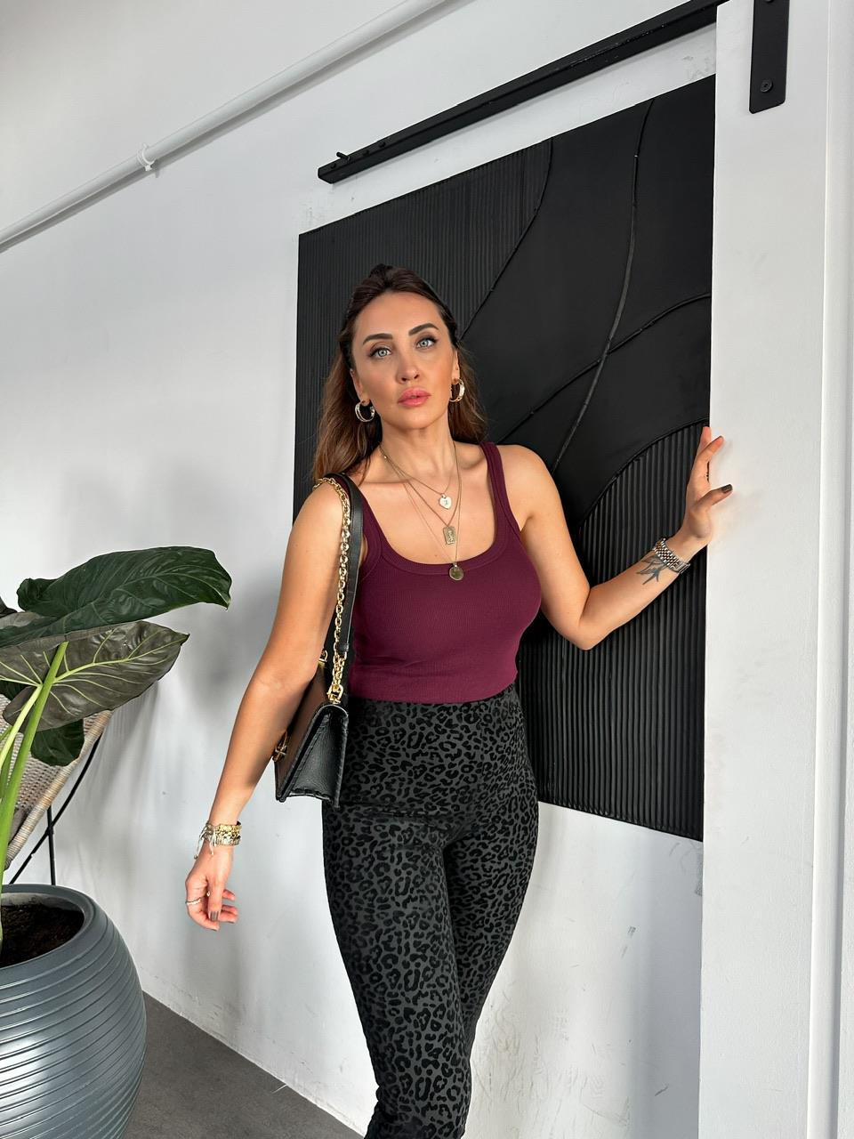 Bordo Askılı Fitilli Atlet