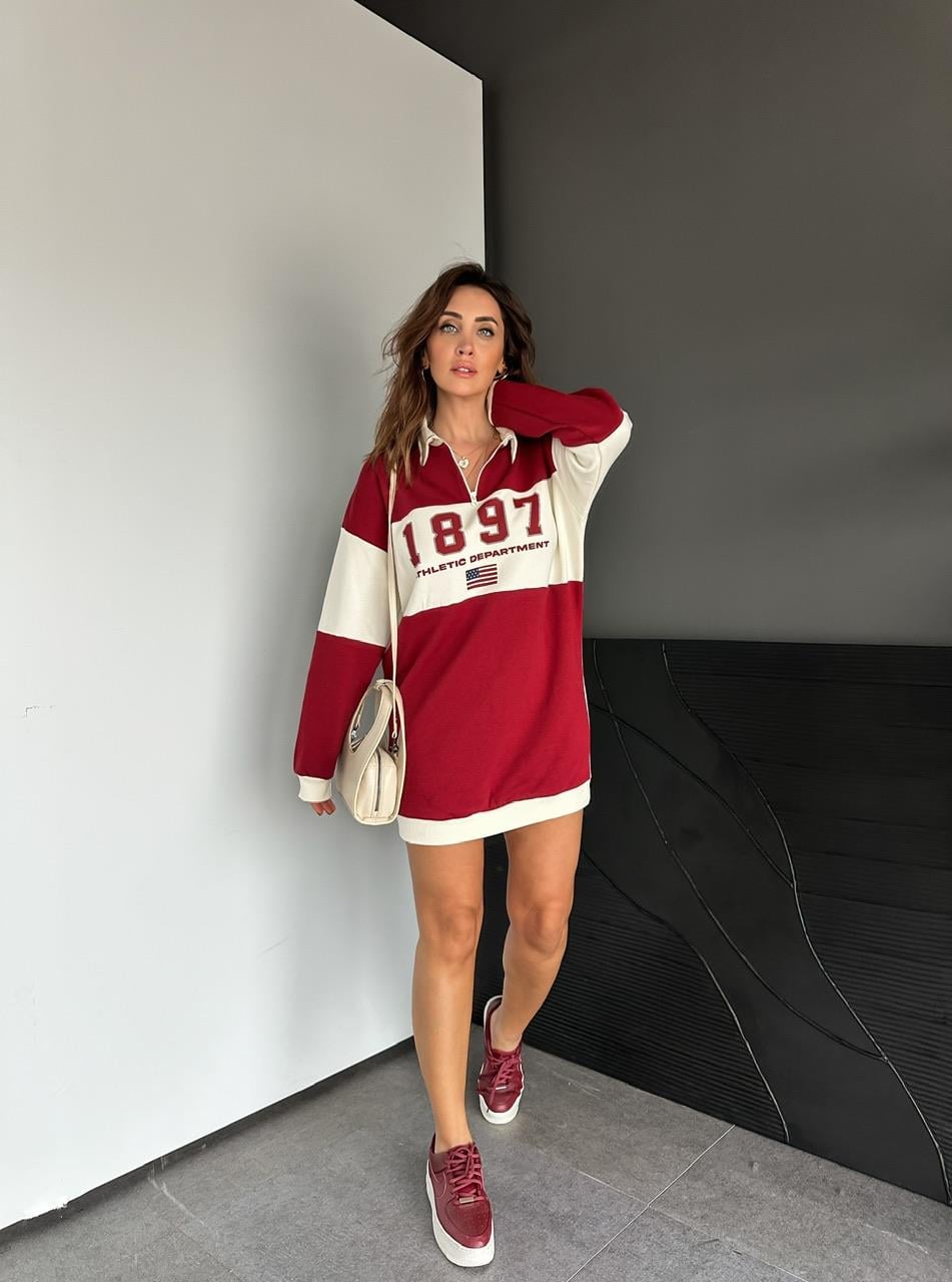 Bordo Athletic Sweatshirt Elbise