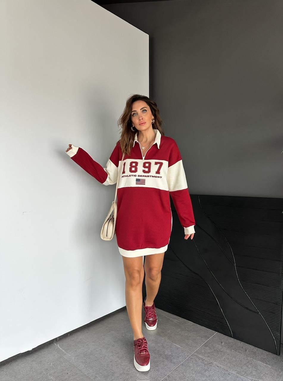 Bordo Athletic Sweatshirt Elbise