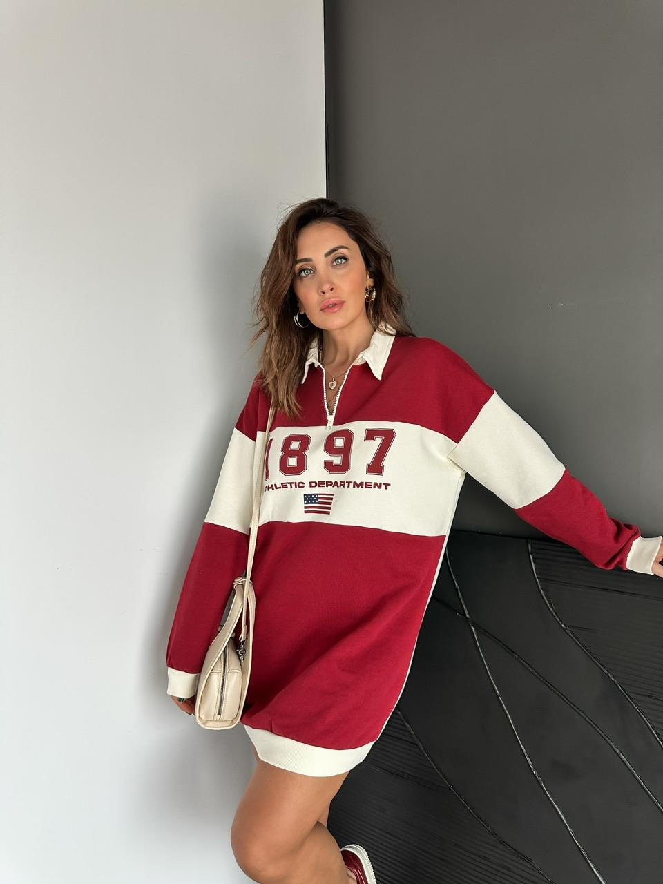 Bordo Athletic Sweatshirt Elbise